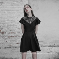 OPQ-333  PUNK RAVE  Gothic Lace Stitching V-collar Dress casual dress women